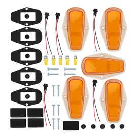 AUTOKAY 5pcs Cab Marker Lights, Amber Roof Running Light Covers Lens w/Base Housing Fits for Ford F-150 73-97