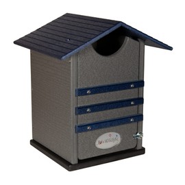 JCS Wildlife Blue and Gray Ultimate Poly Screech Owl Nesting Box - Great for Saw-Whet Owls and Kestrels Too - Clean Out Door Makes Cleaning Easy