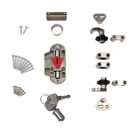 Gedotec Cylinder Swivel Bar Lock Furniture Screw-On Lock Clothes Cabinet Furniture Lock Left Cylinder Lock Backset 25 mm Nickel-Plated Steel 1 Set - Cabinet Lock for Cabinet Doors