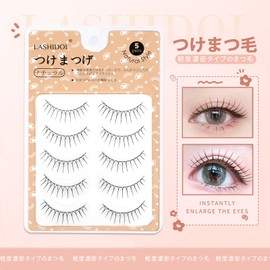 LASHIDOL False Eyelashes, Bunching Eyelashes, Natural, Popular, Idol Eyelashes, Handmade False Eyelashes, Korea, 5 Pairs (Idol 03)