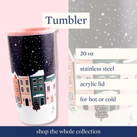 Steel Mill & Co Holiday Village Stainless Steel Tumbler, Festive Coffee/Tea Cup with Charming Christmas Design, Holiday Village