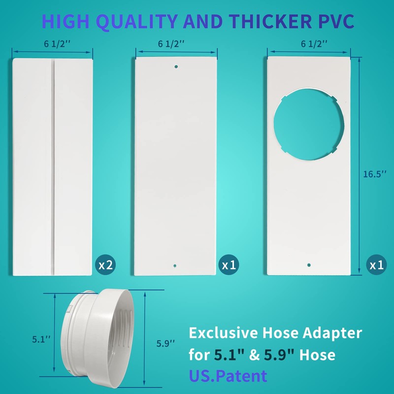 Portable AC Window Vent Kit - Complete Air Conditioner Window