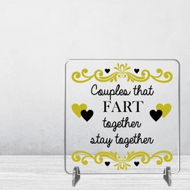 Romantic Love Plaque – Stay Together, Love You, True Love Designs – Freestanding MDF or Acrylic Square Plaque for Couples, Anniversary & Valentine’s Day Gifts (Stay Together, Acrylic)