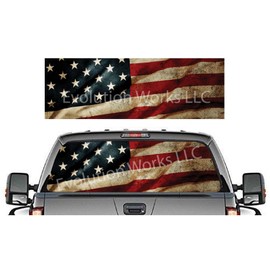 American Flag Vintage Rear Window Graphic Decal Sticker Car Truck SUV Van US 214, Large