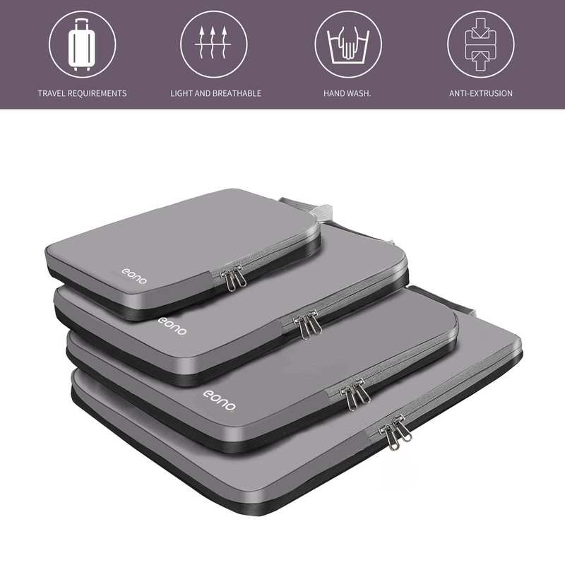 Eono Compression Packing Cubes, Luggage Organiser Set, Extensible Suitcase Organiser,