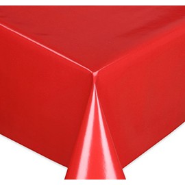 Oilcloth Tablecloth, Wipe Clean, Smooth Surface, Plain Motif, Red, Choice of Colours and Sizes, 140 x 140 cm