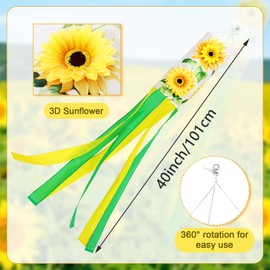 NOVWANG Sunflower Windsock, 3D Sunflower Wind Sock 40 Inch Spring Summer Outdoor Hanging Flag Decoration for Home Yard Garden Patio Lawn Decor
