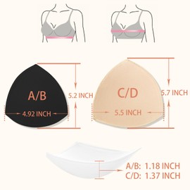 FANMAOUS Bra Pad Insert,Removable Sport Bra Cup Triangle Breathable & Reusable Bra Pad for Yoga Bra,Swimsuits,Bikini (5 Pairs B/C Muticolor, B/C)