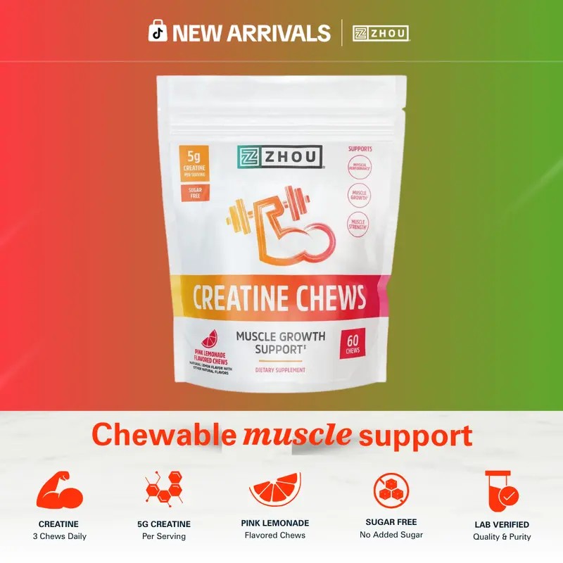 Creatine Monohydrate Chews for Adults – 5g Workout Support with