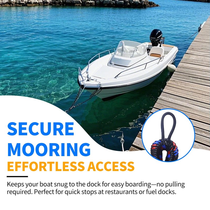 4FT Bungee Dock Line for Boats – Shock-Absorbing Elastic Rope