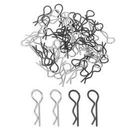 sourcing map 50pcs 30-Degree Angle RC Body Clips Bent Springy R Pins 24.3x1.2x8.4mm for All 1/8 1/10 1/12 Scale Model RC Car Crawler Truck,Shell Replacement Parts(Silver/Black)
