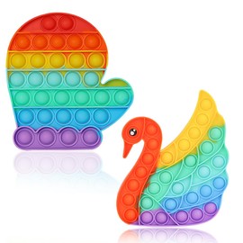 Pop it Fidget Toys, Pop On It, Pop Bubble Toys to Relieve Stress and Anxiety for Special School Supplies, Children and Adults, 2 Packs (Swan, Gloves)
