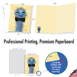 The Best Card Company 20 Assorted Blank Notecards Box Set 4 x 5.12 Inch with Envelopes (10 Designs, 2 Each) Wiry Wildlife AM10324OCB-B2x10