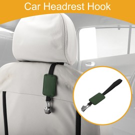 Partuto 1 Pcs Universal Car Seat Headrest Hook for Most Car, SUV, Truck Car Seat Back Organizer Hooks Sturdy Faux Leather Metal Green 11.02"x1.85"