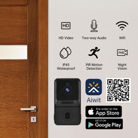 Hombasing Doorbell Camera, Video Doorbell with Chime, Night Vision, Cloud Storage, 1080P HD, 2-Way Audio, Rechargeable Battery, Cloud Storage