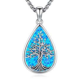 Eusense Tree of Life Pendant Necklace 925 Sterling Silver Gifts for Father's Day Jewellery for Mother Women Girls, Sterling Silver, No Gemstone