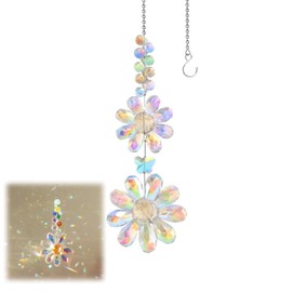 Flower Crystal Suncatchers,Suncatcher Window Sun Catchers,Rainbow Prism Suncatcher,Window Rainbow Maker Crystal Hanging Decor for Home,Winged Suncatchers,Garden Gifts for Women,Glass Ornaments