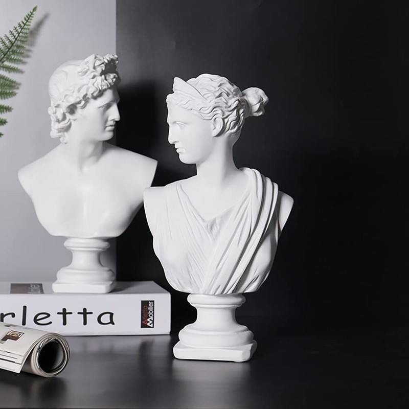 13.8 Inch Classic Greek White Athena Woman Bust Statue, Home