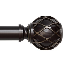 Bronze Curtain Rods, 1'' Decorative Adjustable Farmhouse Curtain Rod for Windows 48 to 84 Inch(4-7 Feet), Heavy Duty Rustic Drapery Pole with Netted Texture Finials, Antique Bronze, 30''-88''