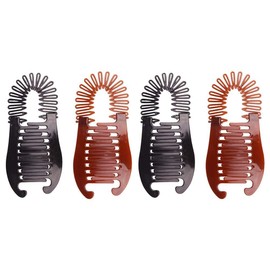4Pcs Banana Hair Clip Elongated Interlocking Plastic Two Sides Hair Combs Hairpins Barrettes Accessories for Women Girls