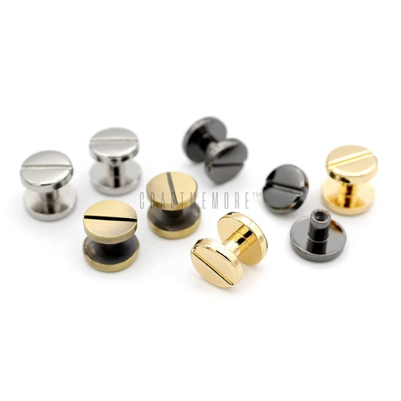 CRAFTMEMORE 11mm Chicago Screw Rivets Flat Cap Screw Posts Stud