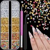 4200 Pcs Nail Art Rhinestones Kit,2-3mm Shiny Gold/Silver/Mixed Colors Rhinestones,3D