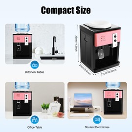 Hot/Cold Water Dispenser,Water Dispenser Cooler,Top Loading Water Cooler with 3 Indicator Lights,1.2 to 5 Gallon Countertop Water Cooler Dispenserfor Bedroom, Studio, Office,Rose Gold