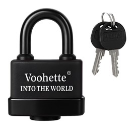 70mm Outdoor Heavy Duty Padlock Small Shackle 4 Keys Hardened Steel One Piece Shackle 11.5mm Shackle for Container, Garage, Gate (Black)