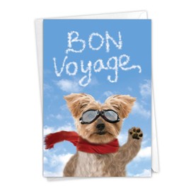 NobleWorks - Funny Bon Voyage Greeting Card with 5 x 7 Inch Envelope (1 Card) Puppy, Animal Farewell, Good Luck Goodbye Dog C6345BVG