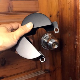 TEMEILI Door Knob Lock Cover ，Without Drilling Doorknob Lock，from Outside Prevents Turning of Door Knob and Access to Keyhole,for Apartment Evictions,Childproof &Dementia Patients(Black with Lock