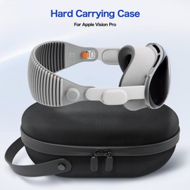 AWINNER Hard Carrying Case Compatible for Apple Vision Pro, Accessories VR Headset with Elite Strap, Ultra-Sleek Design for Travel (Black)