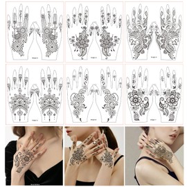 Henna Tattoo Stickers Temporary Tattoos Henna Tattoo Stickers kit, Black Henna Stickers Waterproof Removable Fake Tattoos for Women Party Beach, Festivals…