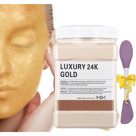 Jelly Mask Powder Para Faciales,24K Gold Jelly Masks Para Faciales Profesionales, Mascarilla De Goma Despeable, Anti Envejecimiento, Hidratante,...   