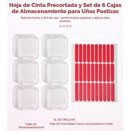 Caja organizadora de uñas transparente y 30 unidades de cinta adhesiva a presión para almacenamiento de uñas postizas para salón, suministros de negoc