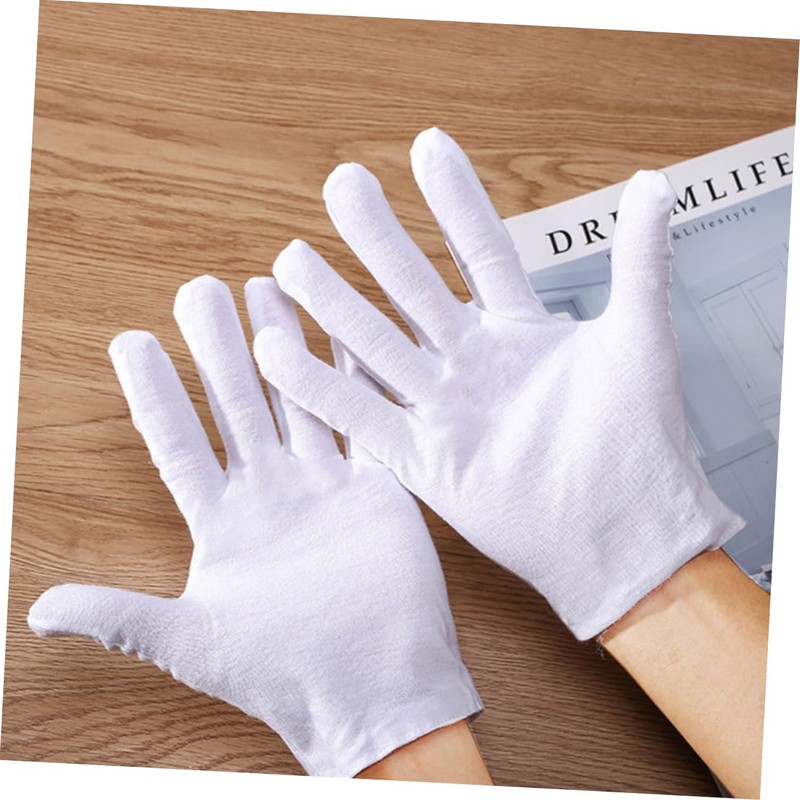 BESPORTBLE 12 Pairs Xl White Cotton Safety Gloves for Industrial