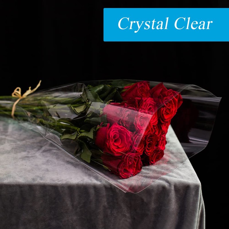 JOYIT 100' Long X 17.5” Wide Clear Cellophane Wrap Roll