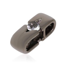 XEN 0.5ct Black Rhodium Pendant with 5mm Rock Crystal, Sterling Silver