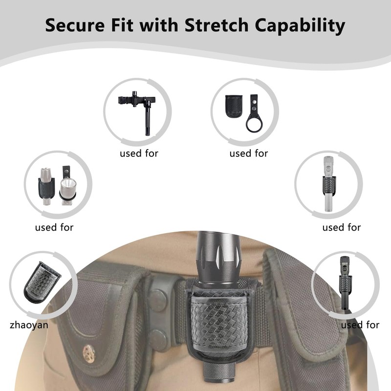 ZGGAZCA Flashlight Holder Duty Belt Basketweave Leather Pouch Accessories for