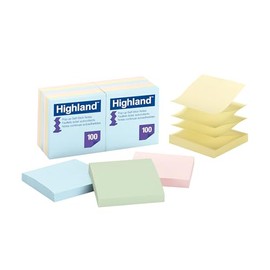 Highland Pop-up Sticky Notes, 3 x 3 Inches, Assorted Pastel Colors, 12 Pack (6549-PUA)