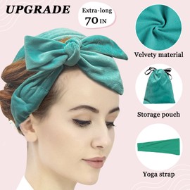 ZILAMPU No Heat Curling Rod Headband for Women & Girls, 70" Velour Overnight Hair Curlers Wrap for Long, Lazy Curls - Blue-green