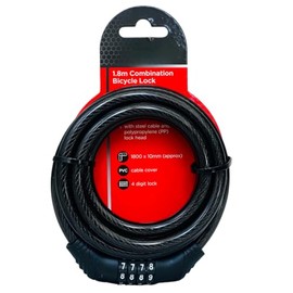 Bilva Houseware 1.8m x 10mm Resettable Combination Bike/Bicycle Lock