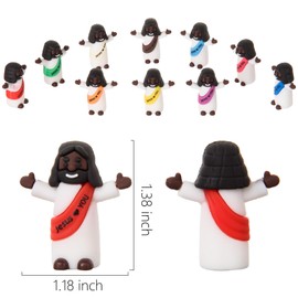 ARCHCRTC 50 Pcs Mini Black Jesus Figures Tiny Jesus Loves You Figurine Little Religious Christ Savior Doll to Hide and Seek for Sunday Easter Egg Stuffers Gift (50, Multicolor)
