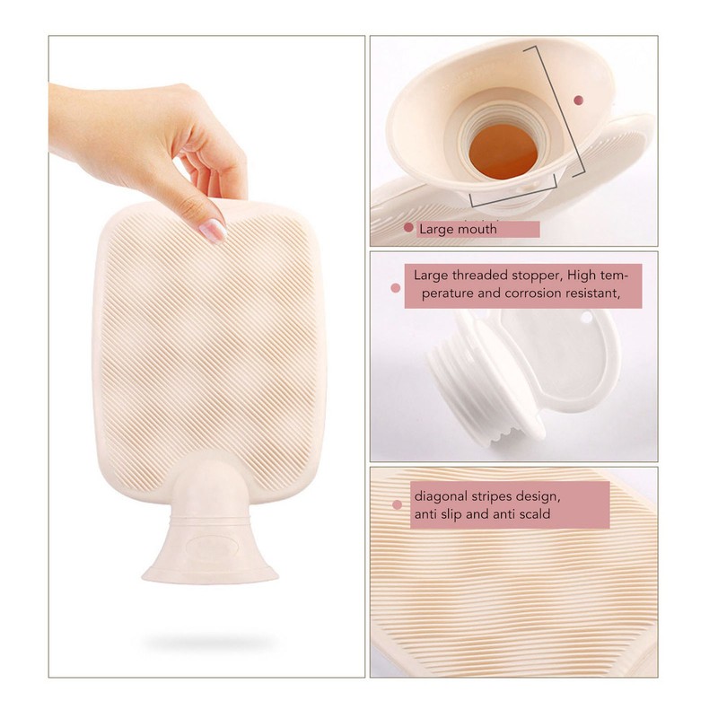 Hot Water Bag PVC Plush Fabric Cover Wide Mouth Design