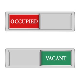 Privacy Sign - Vacant Occupied Sign for Home Bathroom Office Restroom Conference Hotel Hospital, Easy to Read Non-Scratch Magnetic Slider Door Indicator with Clear, Bold & Colored Text - Silver