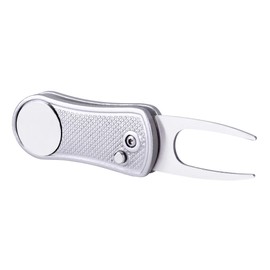 Mile High Life All-Metal Foldable Golf Divot Tool with Pop-up Button and Magnetic Ball Marking (Silver Bone)