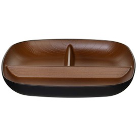 Yamanaka-nuri Natural Zelkova Wood Grain Square Plate, Black & Brown M16960-7
