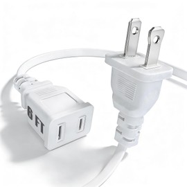 6FT Short White Slim 2 Prong Polarized Extension Cord ，10A/125V/1250W Male to Female Indoor Thin, Single Outlet for Small Home Appliances, Lamps, Chargers, Office Electronics & Festive Decor