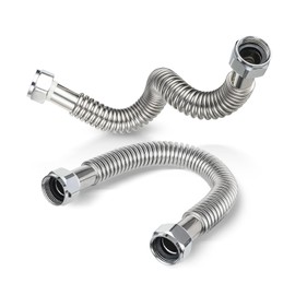 2-Pack HeSun 18-Inch Water Heater Connector, 1" FIP x 1" FIP, Corrugated Stainless Steel Flexible Heater Hose