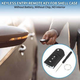 A ABSOPRO 3 Button Key Shell Keyless Entry Remote Key Fob Replacement Case for Mazda 3 6 MX5 RX8