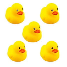 Set of 5 Small Ducks: Sounds, floats, and fun in the bath! Cute interior or educational toy/Children's gift present; Width 2.4 inches (6 cm), Height 2.4 inches (6 cm), Depth 2.8 inches (7.2 cm)